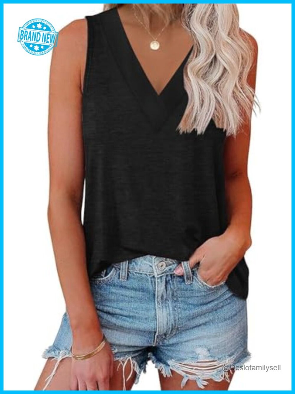 Women's V-Neck Sleeveless Tunic Tank Top Rayon Blend Casual